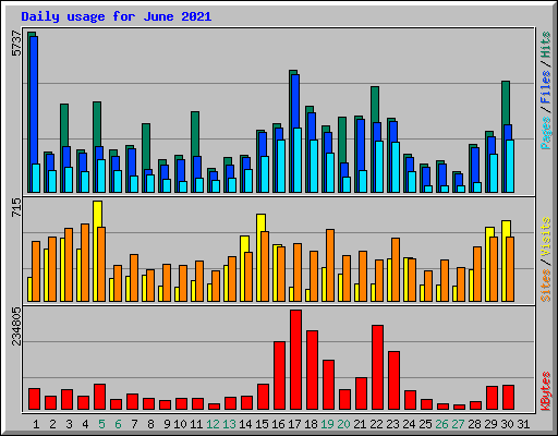 Daily usage for June 2021
